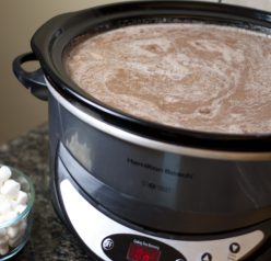 Creamy Crock Pot Hot Chocolate Recipe (Slow Cooker). For parties, holidays, pot lucks, cold winter days.