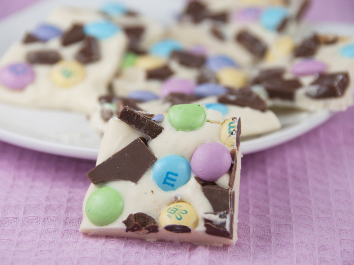 Easter Bunny Bark is a great holiday dessert recipe with melted white chocolate and Easter candy.