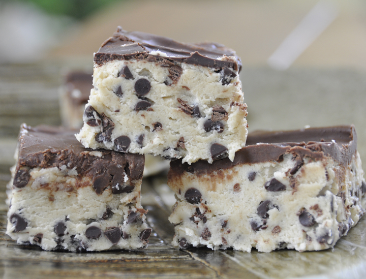 No Bake Chocolate Chip Cookie Dough Bars {Wishes & Dishes}