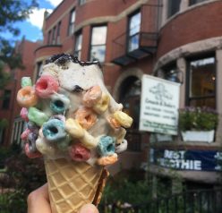 Emack and Bolio's Ice Cream Shop on Newbury Street in Boston.