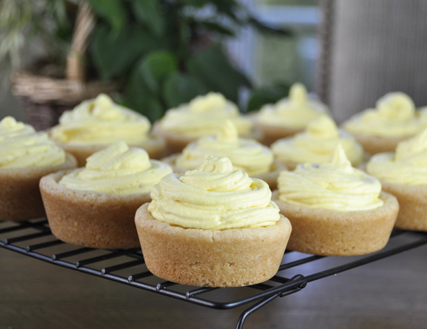 Giant Lemon Mousse Sugar Cookie Cups are the perfect jumbo dessert recipe for spring or Easter.