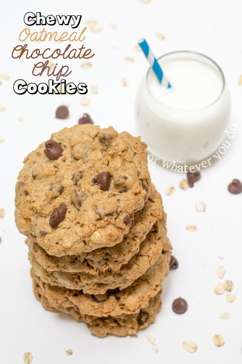 Simple recipe for soft, chewy oatmeal chocolate chip cookies creates a moist and flavorful dessert.