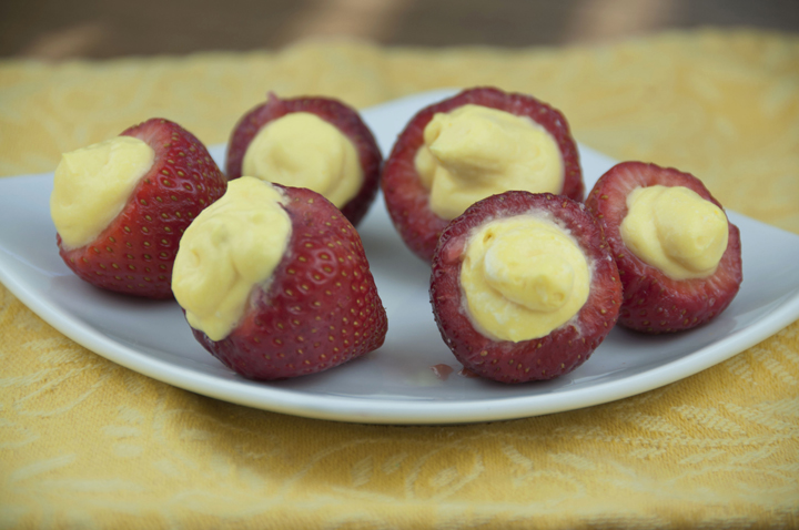  This simple stuffed strawberries recipe is perfect for dressing up any occasion, such as a shower, picnic, or party. The lemon mousse turns plain strawberries into a decadent dessert.