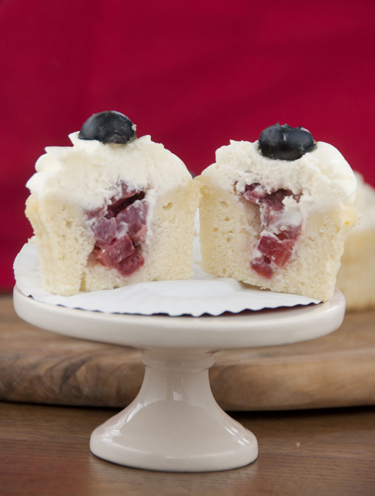 Strawberry Filled Patriotic Cupcakes | Wishes and Dishes