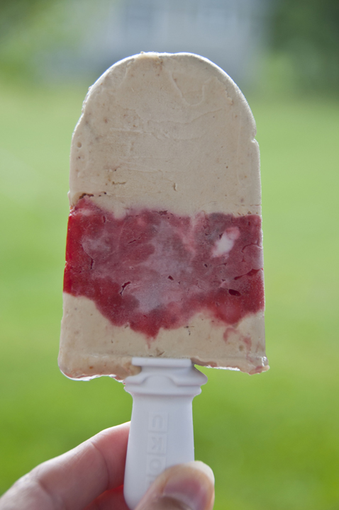 Strawberry shortcake in a popsicle form made with pureed strawberries, yogurt and honey.  Great frozen treat for summer!