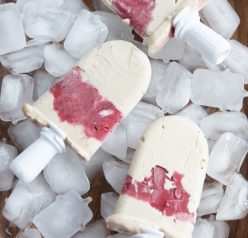 Strawberry shortcake in a popsicle form made with pureed strawberries, yogurt and honey. Great frozen treat for summer!