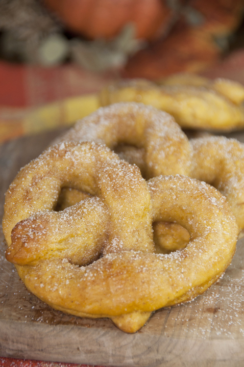 Delicious Cinnamon Sugar Pumpkin Soft Pretzels recipe coated in cinnamon sugar made from scratch and perfect for fall! Pumpkin season isn’t complete without these.