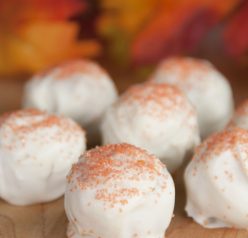 Rich and sweet, these cute cream cheese and crushed Pumpkin Spice Oreo cookie balls are the perfect "treat" for Halloween.