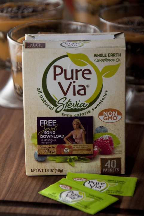 Pure Via Zero Calorie Sweetener made from Stevia Plant.