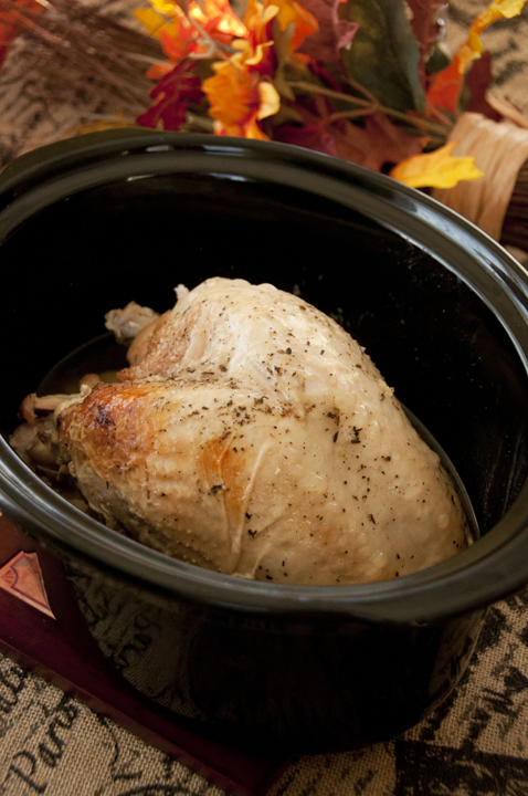 This moist, flavorful turkey breast made right in the crock pot will satisfy your turkey craving at any time of the year and free up your oven on Thanksgiving!