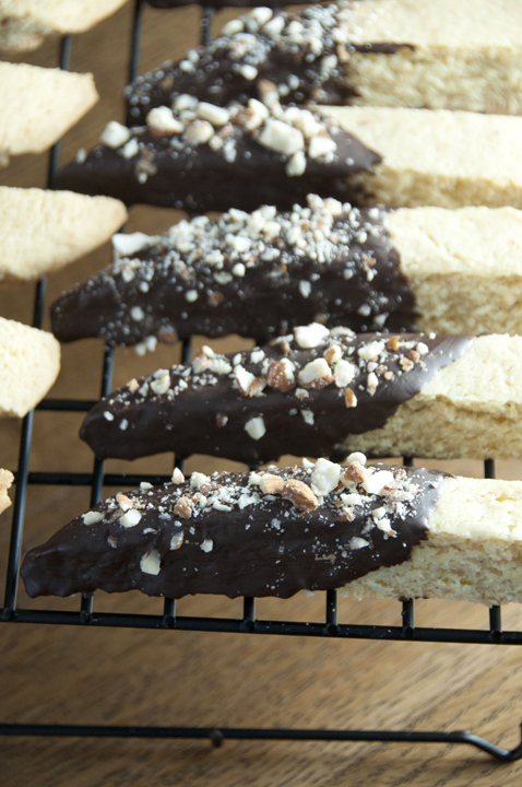 Chocolate Almond Biscotti are twice-baked Italian cookies paired with orange zest, toasted almonds and melted, smooth chocolate. Absolutely delicious for the holidays or any occasion.