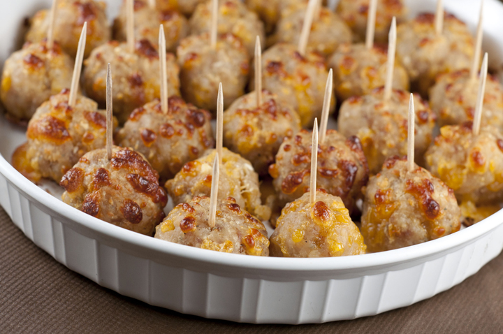 Sausage Cheese Balls are a quick and delicious snack or appetizer with ground sausage and cheese for Christmas party, Super Bowl party, or New Year's Eve.