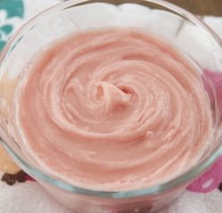 Easy Strawberry Frosting, or strawberry icing, recipe for cakes, cupcakes, or cookies.