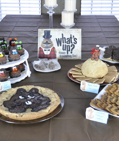 Groundhog Day Party food display.