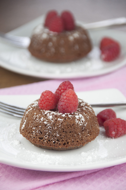 Molten Chocolate Lava Cakes with a creamy filling for a special Valentine's day treat.