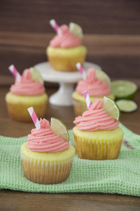 Strawberry Lime Margarita Cupcakes full of lime, a bit of tequila and strawberry icing! They are the perfect dessert recipe to celebrate Cinco de Mayo or any day of the week.