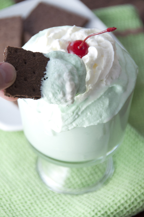 Everyone's beloved minty green festive milkshake from McDonald's turned into a fun Shamrock Shake dip dessert recipe to celebrate St. Patrick's Day!