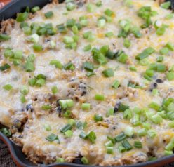 This Southwest Chicken skillet is all made in one pan which makes for a quick and easy weeknight dinner with minimum effort and clean up required! Try it for your next Mexican food night.