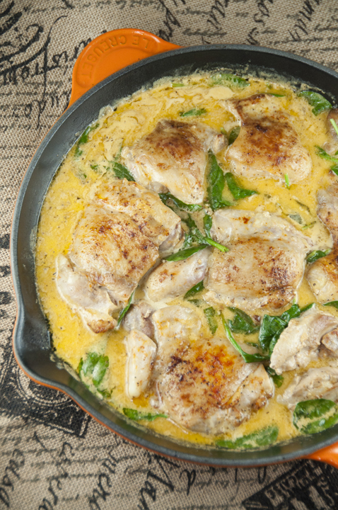 Chicken thighs and tasty lemon butter sauce made in a cast iron skillet create this lemon butter chicken.  Easy and delicious!