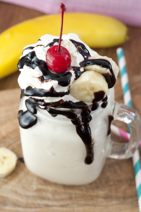 Banana Split Milkshake recipe is a cold summer dessert that turns a favorite ice cream treat into a drink.