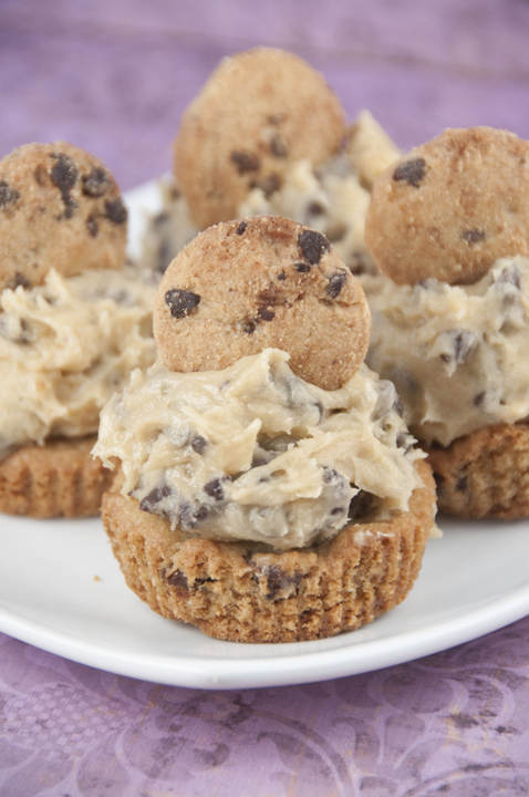 Chocolate Chip Cookie Cups With Cookie Dough Frosting Wishes And Dishes