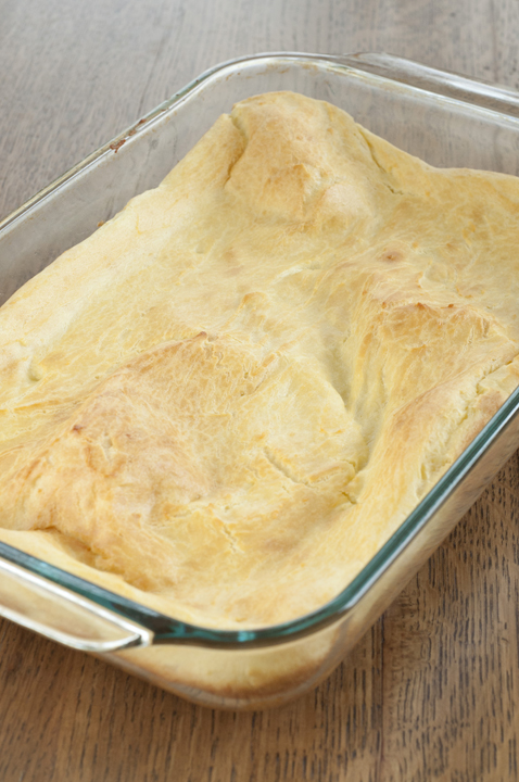 Egg puff pastry crust for the Eclair Cake.