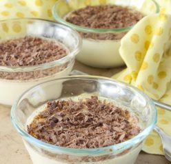 This smooth, creamy vanilla custard recipe can be prepared in less than five minutes for a quick sweet treat! It is baked to perfection and a great dessert for your whole family.