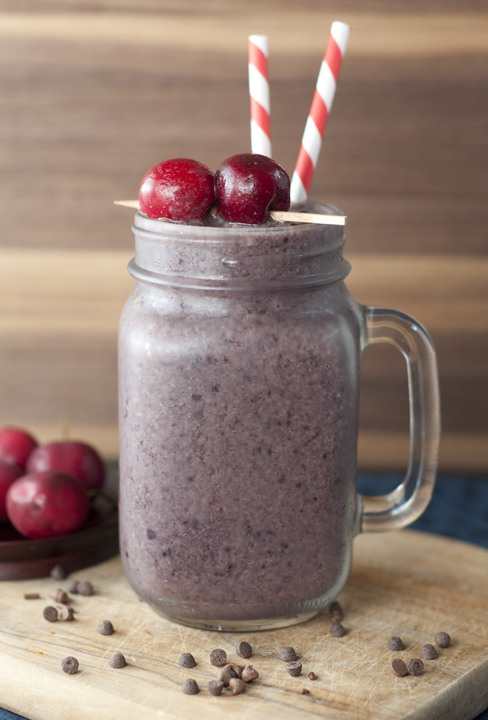 Healthy, Creamy Chocolate Covered Cherry Protein Shake or Smoothie is good for you and tastes like dessert.