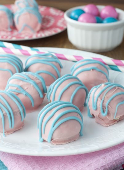 Cotton Candy Oreo Truffles have that childhood favorite cotton candy flavor and are the perfect dessert for summer, baby showers, Valentine's Day, or Mother's Day.