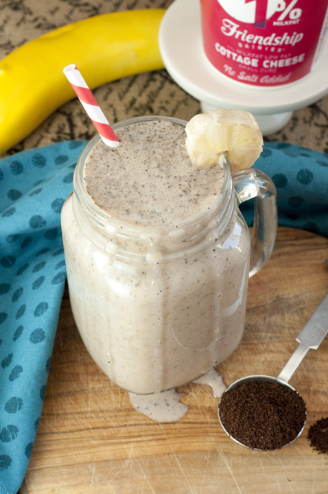 Coffee Booster Protein Smoothie recipe for a healthy snack, breakfast or post-workout drink.