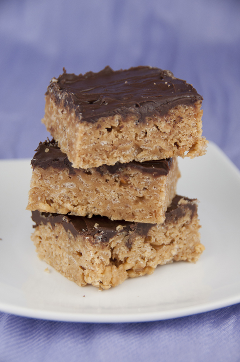 No Bake Chocolate Scotcheroos made with Rice Krispies Treats and melted butterscotch.  Best dessert recipe!