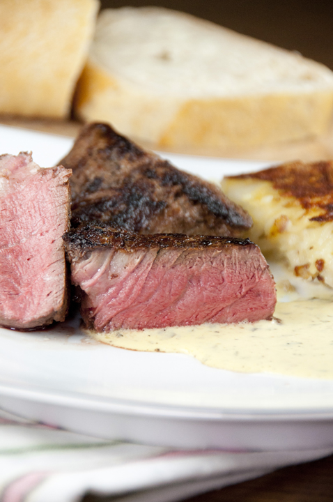 Filet Mignon with Blender Bearnaise Sauce recipe for a fancy dinner at home.