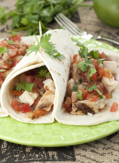 Citrus marinated Grilled Chicken Fresco Soft Tacos recipe topped with a spoonful of Pico de Gallo are light, healthy and the perfect weeknight dinner.