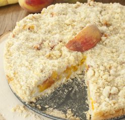 Italian Fresh Peach Crumb Cake recipe is a quick, crowd-pleasing dessert with typically on-hand ingredients. It's a great way to use up those fresh peaches!