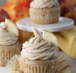 Moist and flavorful recipe for Apple Cider Cupcakes made from scratch with Brown Sugar Cinnamon Buttercream Frosting makes for a mouthwatering fall dessert!