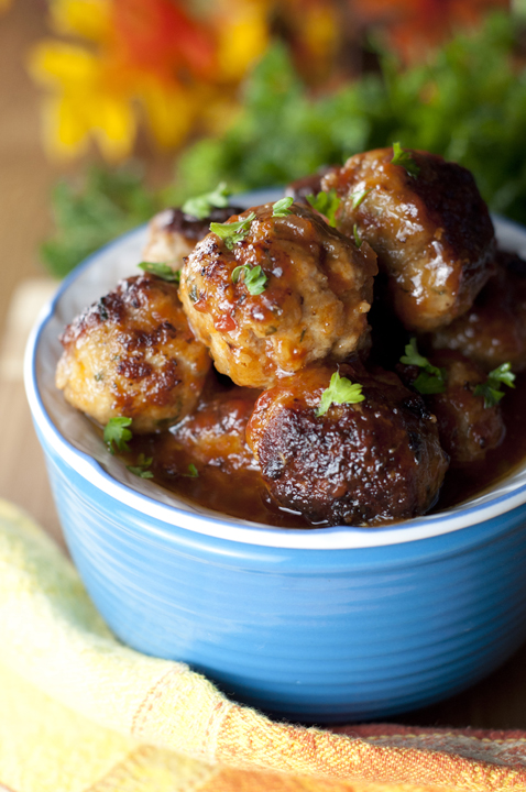 Brown Sugar Glazed Pork Meatballs {Wishes and Dishes}