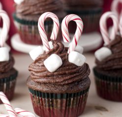 Chocolate Cupcakes and Hot Chocolate Buttercream frosting recipe are chocolate treats topped with fluffy, hot chocolate frosting and mini marshmallows that are perfect for Christmas! You'll love these decadent cupcakes that taste just like a warm cup of hot cocoa.