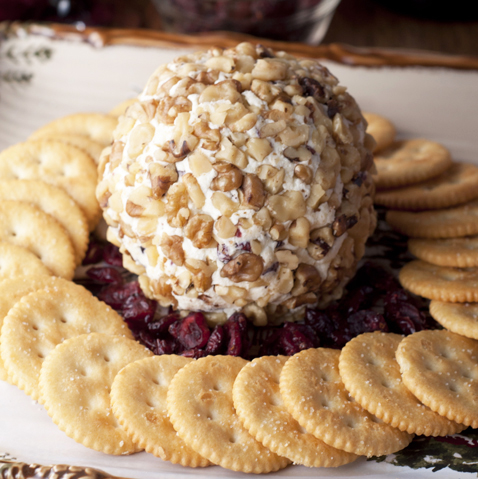 Cranberry Walnut Cheese Ball recipe made with only four ingredients for the perfect holiday appetizer.