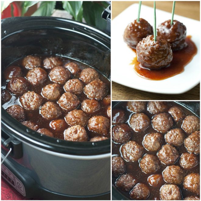 Slow Cooker Grape Jelly BBQ Cocktail Meatballs Wishes and Dishes