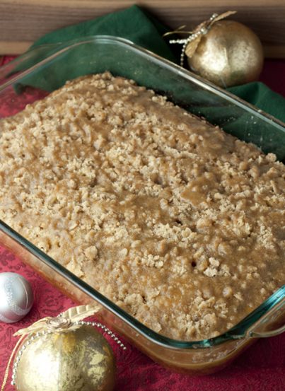 Eggnog Crumble Coffee Cake recipe is a wonderful holiday dessert or breakfast cake full of eggnog flavor that is a nice change of pace from all of the cookies, fudge, and candy!
