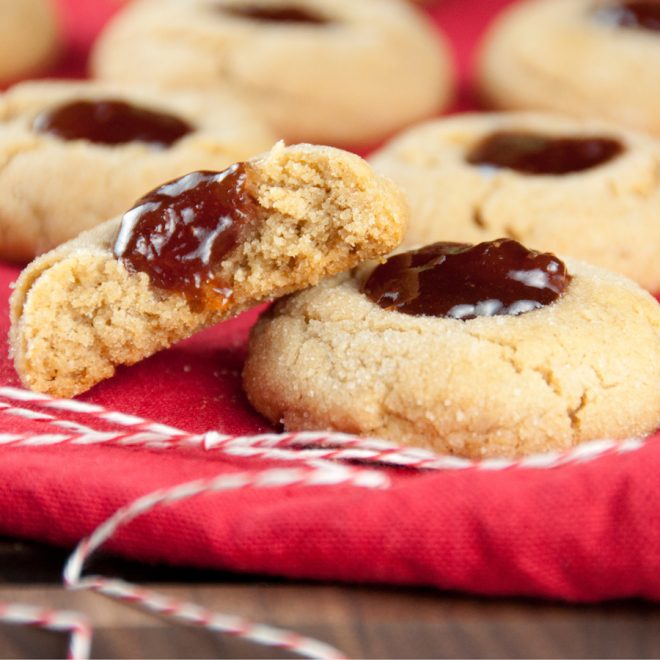 Peanut Butter and Jelly Thumbprint Cookies Wishes and Dishes