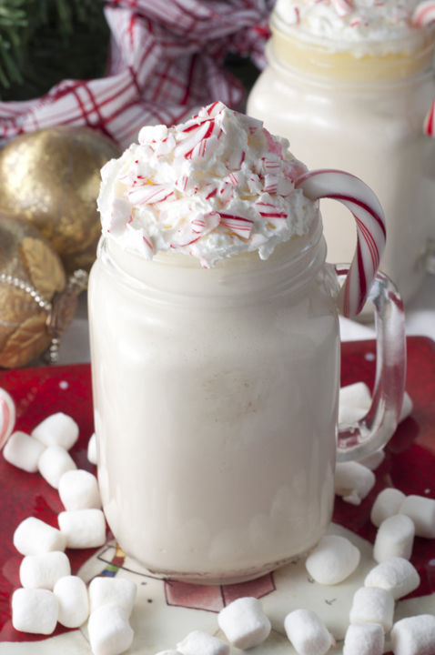 This recipe for creamy Slow Cooker Snow Flake White Hot Chocolate requires only four ingredients and is perfect for your holiday parties or a cold winter day! Throw it all in the crock pot and let it warm!