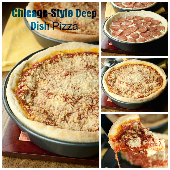 Chicago-Style Deep Dish Pizza is an authentic Italian main course or appetizer recipe with a thick, buttery crust, sweet homemade tomato sauce, and plenty of melted mozzarella cheese!