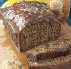 Caramel Macchiato Banana Bread recipe is great for breakfast, brunch or dessert - loaded with sweet banana and coffee flavor then topped off with a rich caramel glaze.