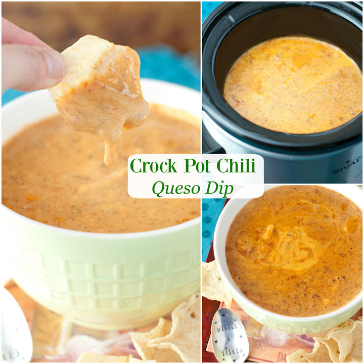 Easy Crock Pot Chili Queso Dip recipe is a Copycat Chili's queso dip and will be the best appetizer at any holiday, football party or Super Bowl party!