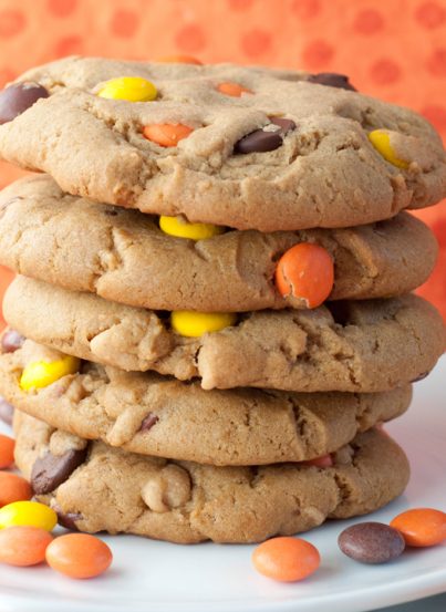 Giant Reese’s Pieces Chocolate Chip Cookies dessert recipe.