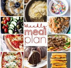 Today I bring you a Weekly Meal Plan for January 10 – January 16 help get you through the week. Ten amazing bloggers bringing you a full week of recipes for each day: dinner, sides, and desserts!