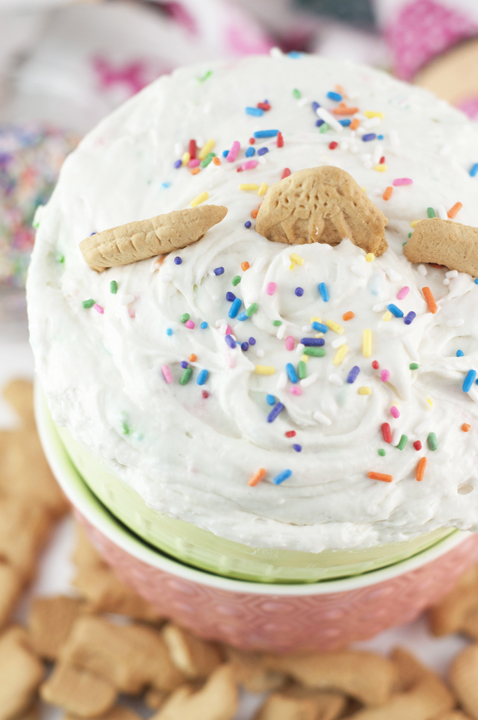 Dunkaroo Cake Batter Dip recipe is the easiest dessert dip there is and made with just three simple ingredients. It is perfect to serve at a party and tastes just like the beloved Dunkaroos snack we all loved as kids!