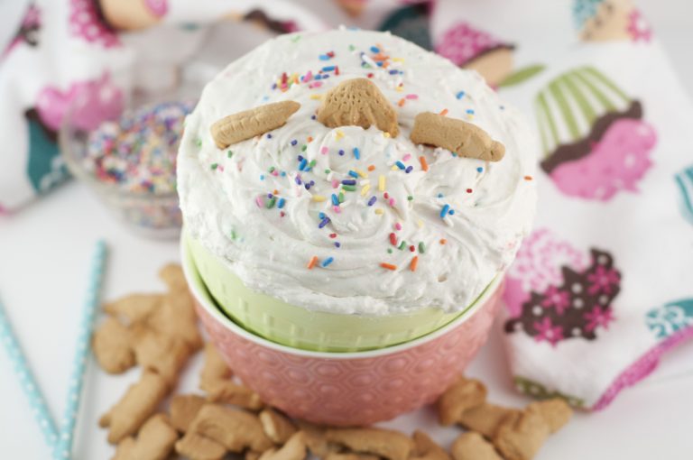 Dunkaroo Cake Batter Dip recipe is the easiest dessert dip there is and made with just three simple ingredients. It is perfect to serve at a party and tastes just like the beloved Dunkaroo snack dip we all loved in the 90's!