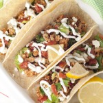 Easy Greek Chicken Soft Tacos are made in only a half hour and combine the flavors of Mexican tacos and Greek cuisine into one tasty, healthy, recipe!